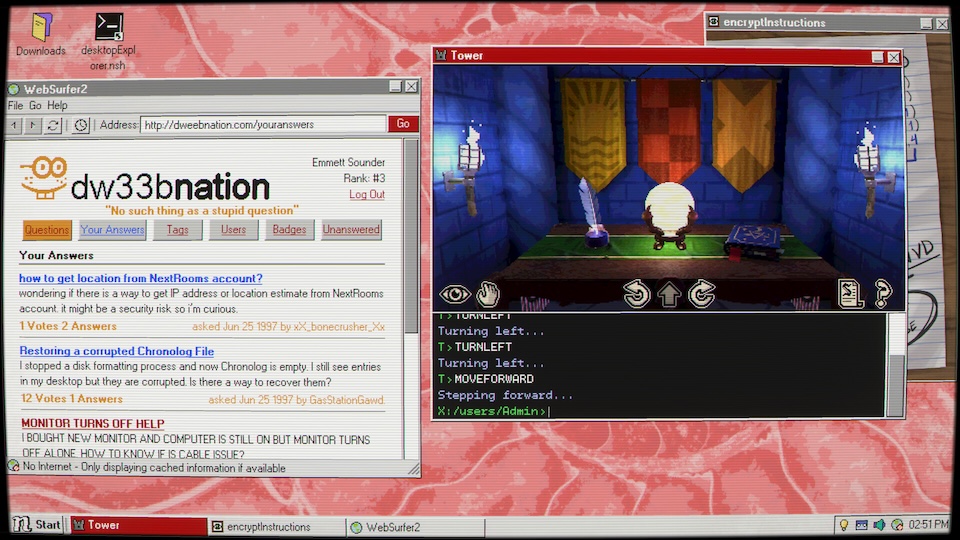 Browsing dw33bnation and exploring the tower in Desktop Explorer's... desktop!