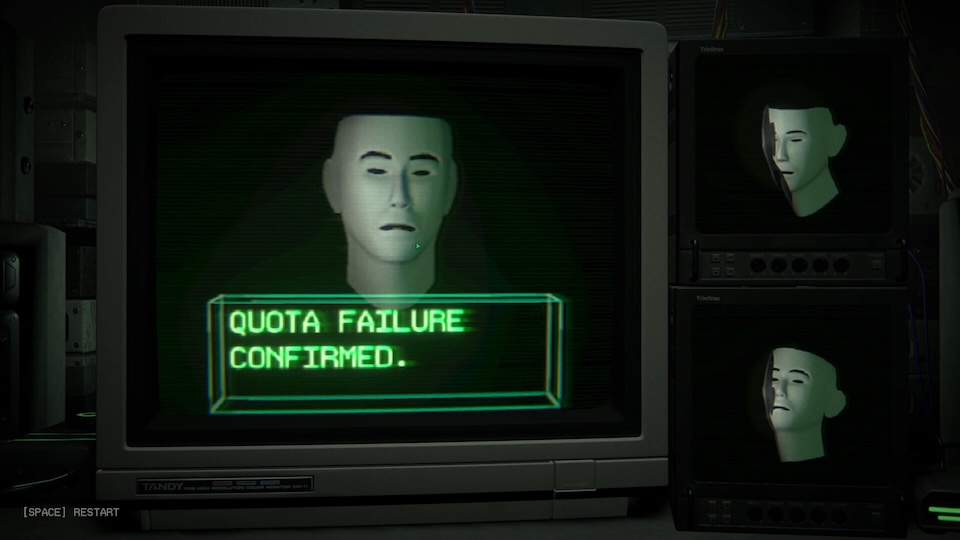 The mask character chides you for not meeting your mining quota