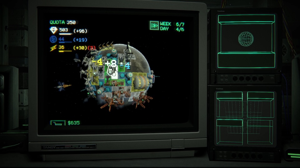 A large mining operation on a moon in the prime of operation